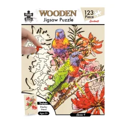 Australian Geographic Shaped Wooden 123 Piece Jigsaw Puzzle, Lorikeets
